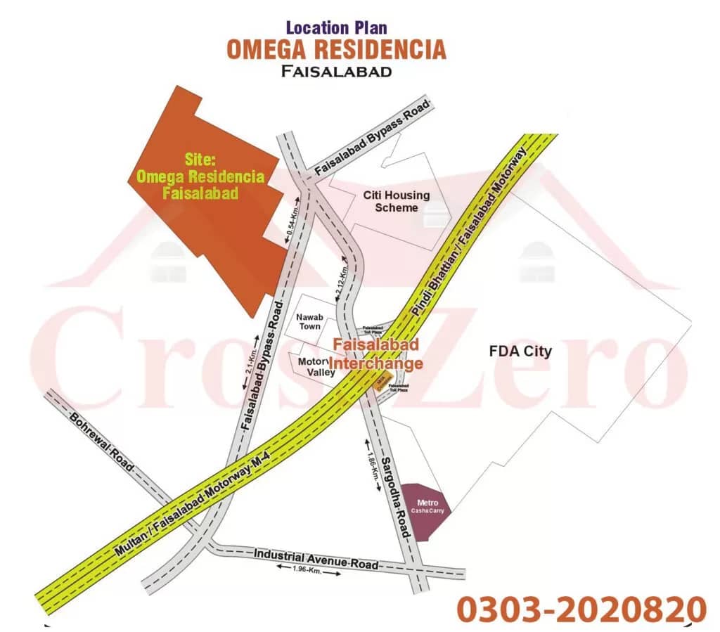 Omega Residencia Faisalabad Location Map